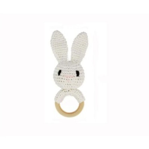 embe Animal Wooden Rattle, Color: White