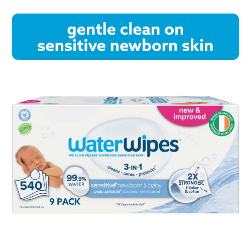 WaterWipes Sensitive+ Newborn & Baby Wipes, 3-In-1 Cleans, Cares, Protects, 99.9% Water, Unscented & Hypoallergenic, 540 count (9 packs) - Walmart.ca