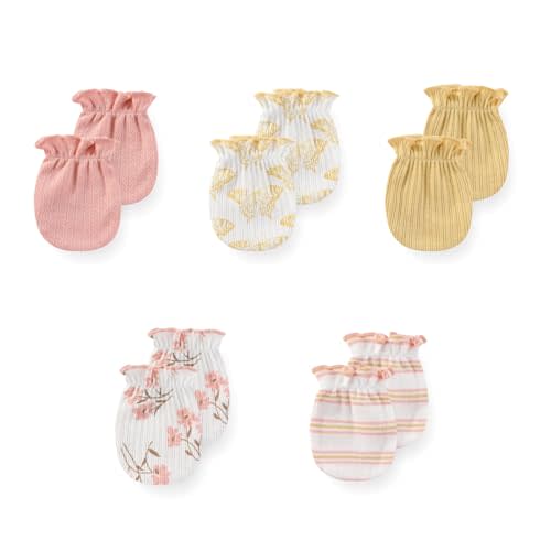 JELYLOVE 5 Pack Unisex New Born Boy Girls No Scratch Mittens Cotton Soft Baby Gloves Accessory 0-3 Months Infant Essentials