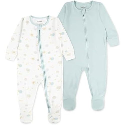 3m HUGGIES Baby 2-pack Footed Coverall, Blue Haze/Planets