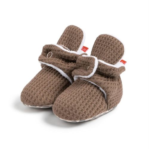 Sawimlgy Newborn Infant Baby Girl Boy Cotton Booties Stay On Sock Slippers Soft Bedroom Shoes Non-Skid Ankle Boots With Grippers Toddler Crib Warm Shoe First Walker Birthday Shower