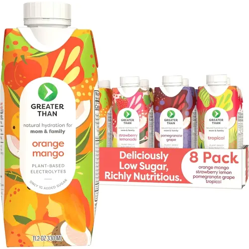 Greater Than Lactation Supplement Support, Coconut Water, Vitamins & Electrolyte Drink for Breastfeeding, Breast Milk & Immune Support, Lactation Cookies Alt, Gluten Free, Low Sugar, 8 Variety Pack