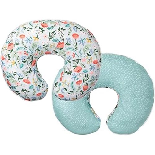 Boppy Nursing Pillow Cover, Premium Quick-Dry Fabric, Mint Flower, Fits the Original Support Boppy Pillow for Breastfeeding and Bottle Feeding, Cover Only, Nursing Support Pillow Sold Separately