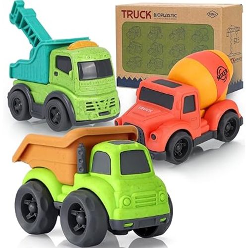 Toddler Cars Toys for 1 2 3 Year Old Boy, 3 in 1 Dump Truck Mixer Cement and Crane Toys for Baby Boy Girls, BPA Free, Phthalates Free, PVC, Outdoor Toy for Toddlers 2-4, Easter Birthday Gifts for Kids