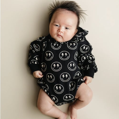 Hooded Bubble Romper  | Electric Smiley
