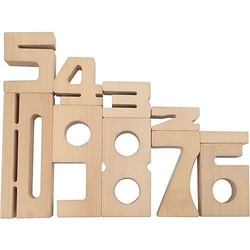 Number Blocks - Montessori Large Wooden Blocks Numbers 1-10, Learning Toys Toddlers, Preschool Learning Activities Montessori Wood Blocks Kids Ages 2-8 Boys and Girls