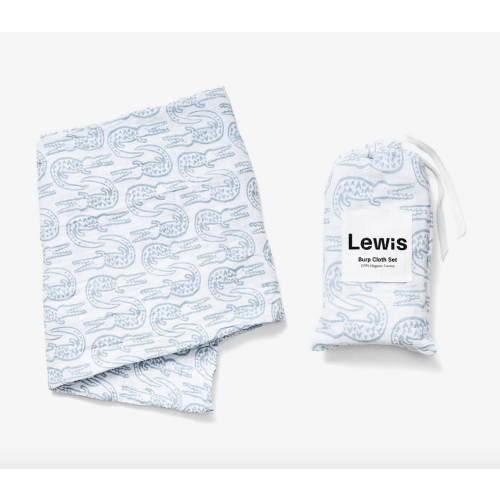 Swaddle + Burp Cloth Set - Alligator | Bay Blue – Lewis
