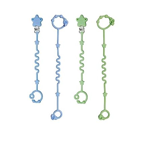 Toy Straps for Baby,RTMOK 4pcs Silicone Setpacifier Clip,Applies to Car Seat Toy,Teether Toy,High Chair,Stroller Accessories,Baby Toy Clips,Cribs,Rocking Chair,Silicone Pacifier Clip(Blue and Green)