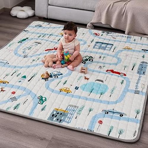 WONDAY Thick Baby Floor Playmat for Playpen, Non Toxic Foldable Kids Crawling Mat 71 x 79 for Babies 6-12 Months, Infant Play Pen Mat for Toddlers 1-3