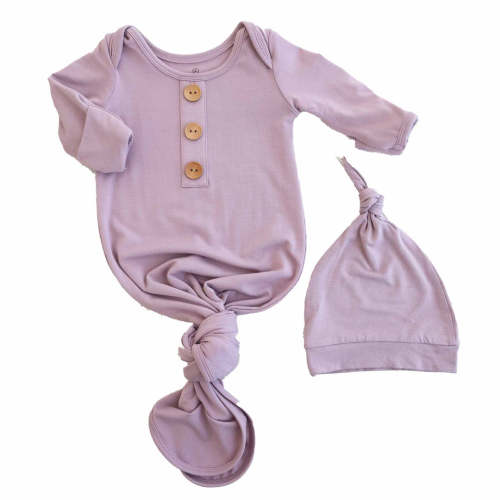 Dusty Purple Bamboo Knotted Gown & Hat