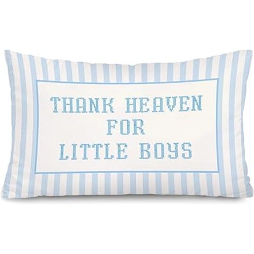 Blue Heaven for Little Boys 12x20 Pillow Cover Baby Boy Nursery Decor,Boys Room Decor,Newborn Gifts,It's A Boy Sign,Baby Shower Decorations Gift for Toddler Little Boy Room