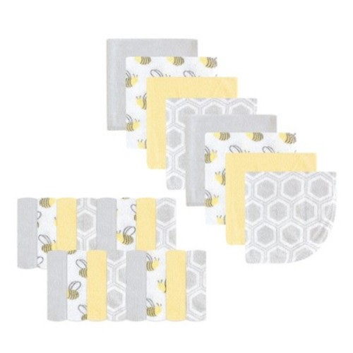 Luvable Friends Baby Unisex Super Soft Bundle Washcloths, Bee, One Size