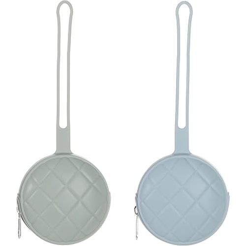 Pacifier Holder Case, Soft Silicone Portable Pacifier Clip and Accessory Pouch for Newborn Baby, BPA Free (Sage + Ether)