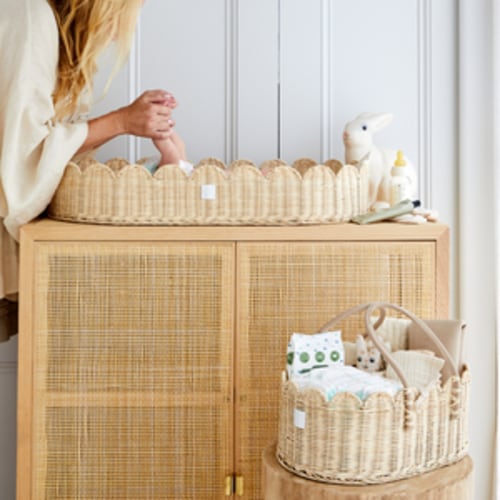 Baby Changing Basket "FLORENCE" Handmade & Natural Changing Pad-By BEBE BASK® – BEBE BASK