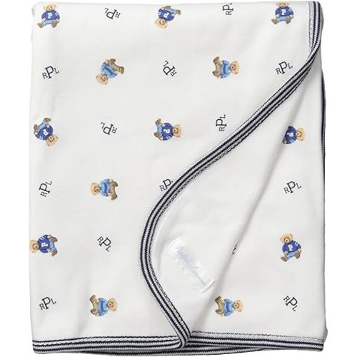 Polo Ralph Lauren Kids Printed Interlock Bearl Blanket White Multi/French Navy One Size