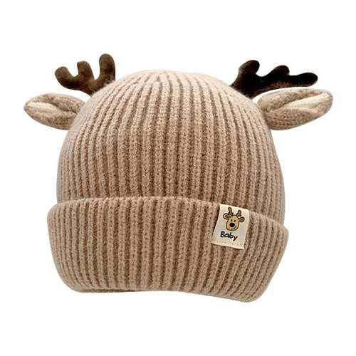 〖Hellobye〗Baby Woolen Hats Baby Antlers Christmas Hats Children's Knitted Hats Warm Hats