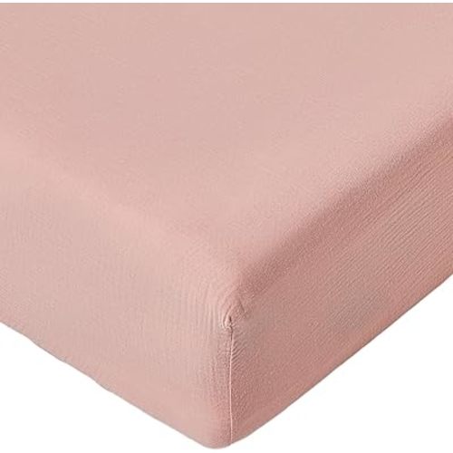 Muslin Crib Sheets for Baby Boys Girls, Neutral Fitted Crib Mattress Sheet for Standard Crib and Toddler Mattress, Soft and Breathable, 28” x 52” (Blush)