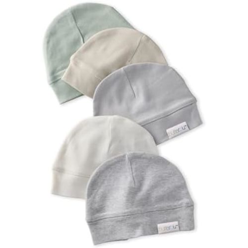 Baby Charlie 5-Pack Caps 100% Organic Cotton Beanie Hats for Newborn and Baby Girls, Boys, Unisex​