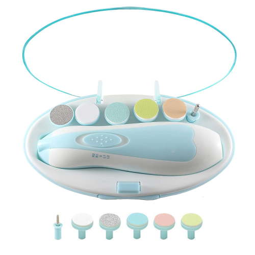 EASTIN Electric Nail File Drill for Baby, Baby Nail File Kit, Safe Electric Baby Nail Trimmer, 6 in 1 Safety Cutter Trimmer Clipper for Toes and Fingers (Blue)