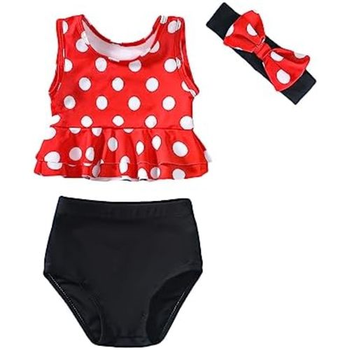 Magic Park 0M-3T Infant Girl Bikini Set Baby Vest Bathing Suit Toddler Girls 3 Piece Swimwear Beach Outfits with Headband