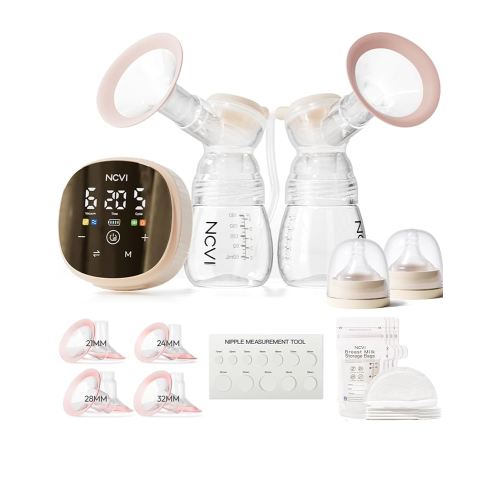 NCVI Double Electric Breast Pump 8116, Customizable Mode/Suction/Speed and Hospital Grade Suction, Portable Rechargeable Breastfeeding Pump, 21/24/28/32mm, Comfortable & Efficient for Work/Home/Trip