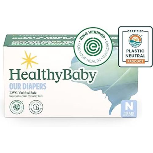 Our Newborn Diapers | EWG Verified Safe & Plant-Based Diapers | Absorbent for Leak Protection | Soft Organic Cotton Shell | Chlorine-Free Diaper for Sensitive Skin | Size N (66 Diapers)