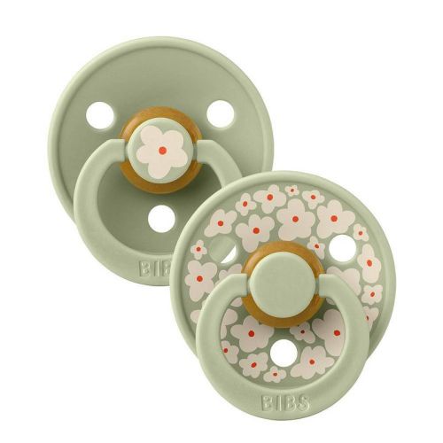 Bibs Studio Collection Colour Jasmine Floral Latex Pacifier - 2pk, Color: Jasmine Sage Mix, Size: Size 1: 0-6 Months