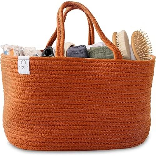 Natemia Baby Diaper Caddy Organizer - Diaper Basket and Nursery Basket, Baby Shower Gifts, Diaper Caddy Basket, Rope Diaper Caddy, Baby Basket Gift, Woven Diaper Caddy, Newborn Baby Essentials