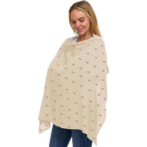 Muslin Nursing Cover Up for Breastfeeding - Breast Feeding Covers for Women | Breathable 100% Muslin Cotton Breastfeeding Cover with Arch-line and Adjustable Straps | Breastfeeding Essentials (Boho)