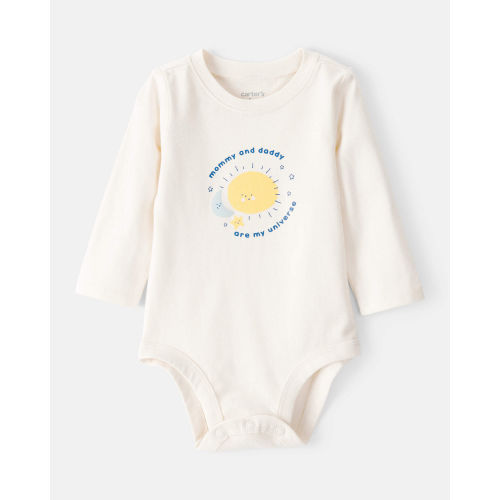Baby "Mommy & Daddy Are My Universe" Cotton Long-Sleeve Graphic Bodysuit - Ivory | Carter's