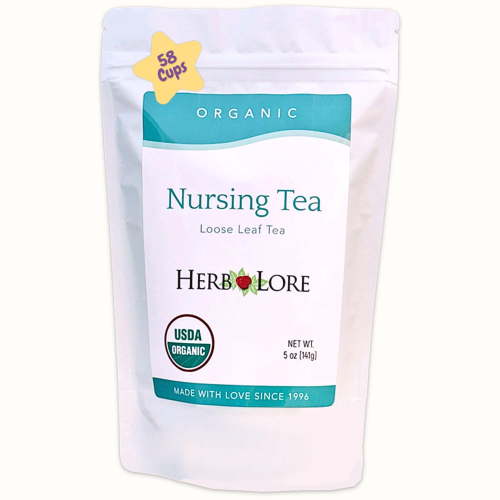Herb Lore Organic Nursing Tea - 58 Servings - Loose Leaf Lactation Tea with Moringa for Breastfeeding Moms