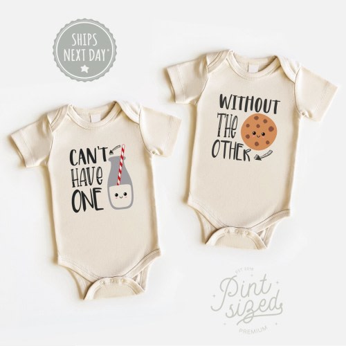 Twin Onesies® - Can't Have One Without The Other Twin Onesies® - Funny Milk and Cookie Twin Onesies® - Cute Best Friend Twin Baby Onesies®