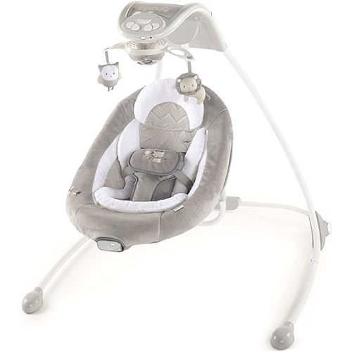 Ingenuity InLighten Baby Swing - Cool Mesh Fabric, Vibrations, Swivel Infant Seat, Nature Sounds, Light Up Motorized Mobile - Braden