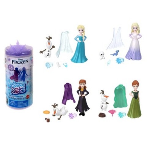 Disney Frozen Snow Color Reveal Small Dolls with 6 Surprises Including Figure and Accessories
