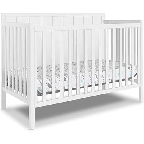 Sorelle Furniture Essex Crib Classic 4-in-1 Convertible Crib, Made of Wood, Non-Toxic Finish, Wooden Baby Bed, Toddler Bed, Child’s Daybed and Full-Size Bed, Nursery Furniture-White