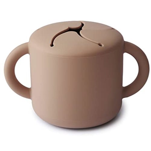 mushie Silicone Snack Cup | Spill Proof Food Container for Toddler and Baby (Natural)