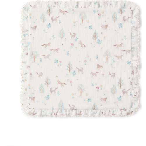 Pony Meadow Organic Muslin Fur Back Blankie 20X20, Multicolors - Elegant Baby | Maisonette