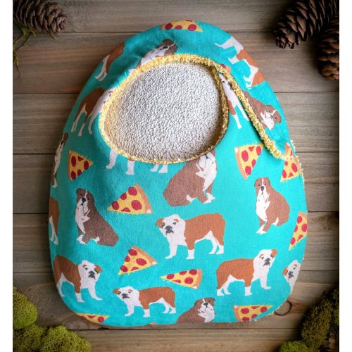 Bib | Bulldog Pizza Baby Bib | Cute Funny English Bulldog Dog Puppy Teething Baby Shower Birthday Gift