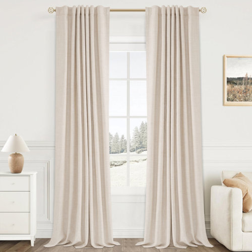 Gracie Oaks Graciella Thermal Insulated Faux Linen Textured 100% Blackout Curtains for Bedroom Living Room Back Tab/Rod Pocket & Reviews | Wayfair