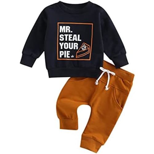 Newborn Baby Boy Fall Clothes Long Sleeve Round Neck Letter Print Sweatshirt Top Long Pants Cute Toddler Winter Outfits