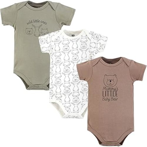 Hudson Baby Infant Boys Cotton Bodysuits 3-Pack, Mommys Baby Bear, 9-12 Months