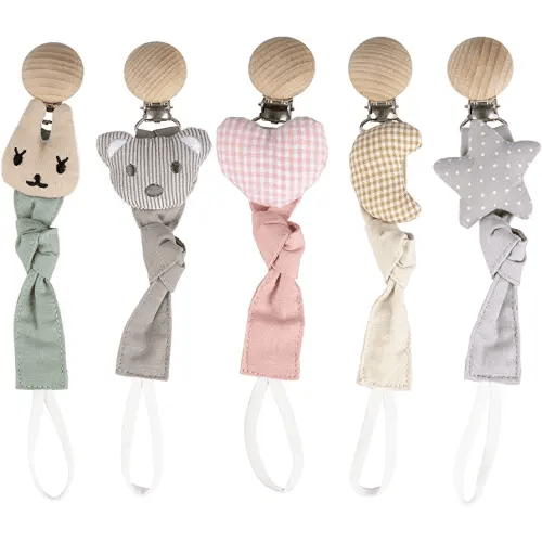 Pacifier Clips - 5 Pack Paci Holder Baby Boys Girls - Teething Beads Soothie Binky Clips Teether Toys - Best Gift Idea for Toddlers