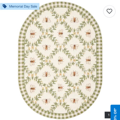 SAFAVIEH Handmade Chelsea Aubree French Country Trellis Wool Rug - 7'6" x 9'6" Oval - Ivory/Green - Oval