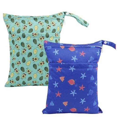 ALVABABY 2pcs Cloth Diaper Wet Dry Bags Waterproof - Avocados and Starfish