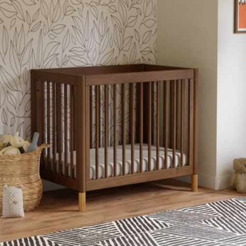 Babyletto Gelato 4-in-1 Convertible Mini Crib and Twin Bed - Natural Walnut Finish/Gold Feet