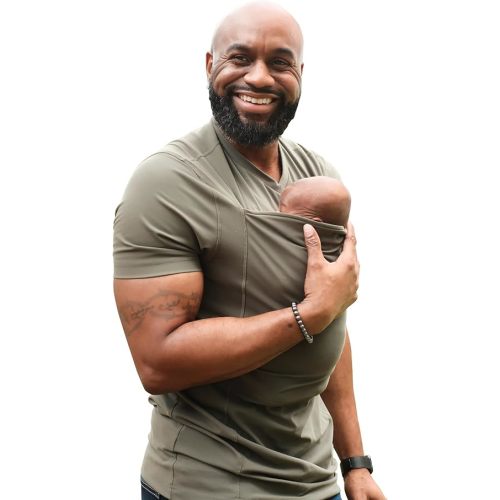 Lalabu The Dad Shirt | Hands-Free Baby Carrier for Dad with Kangaroo Pouch | Engineered for Bonding, Safety, & Comfort for Newborns Up to 15 Lbs. | CPSC Compliant - Fern - Large