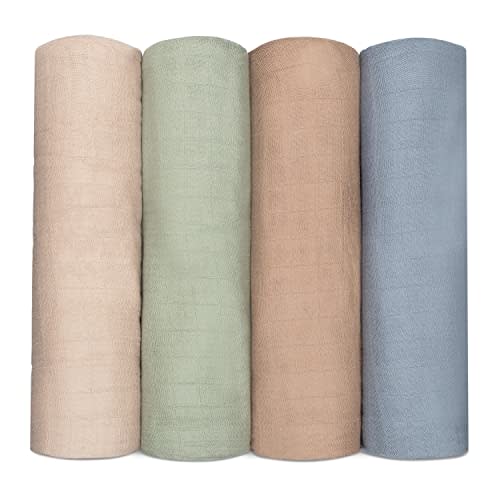 Comfy Cubs Muslin Swaddle Blankets Neutral Receiving Blanket Swaddling, Wrap for Boys and Girls, Baby Essentials, Registry & Gift (Pacific, Cedar, Sage, Blush)