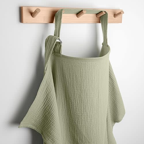 Comfy Cubs Muslin Nursing Cover - 100% Muslin Breastfeeding Cover for Moms - Soft & Breathable Baby Nursing Scarf with Adjustable Neck Strap - Portable, Lightweight & Privacy Coverage - Sage