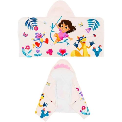 Franco Dora The Explorer Kids Super Soft Bath/Pool/Beach Soft Cotton Terry Hooded Towel Wrap, 24 in x 50 in, (Officially Licensed Product)