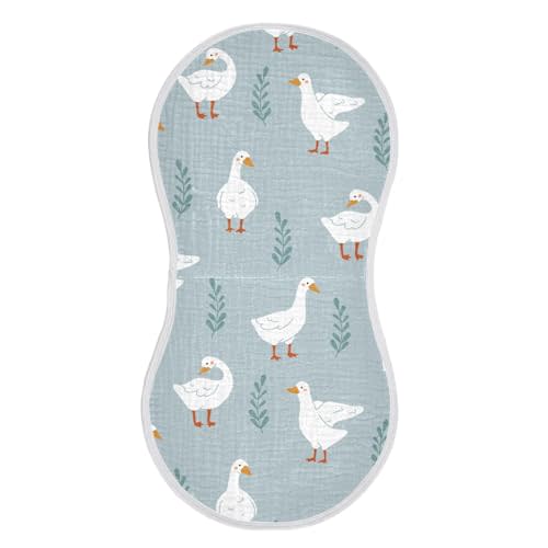 vvfelixl Muslin Burp Cloths White Gooses Baby Washcloths for Baby Girl Boys 2 Pack